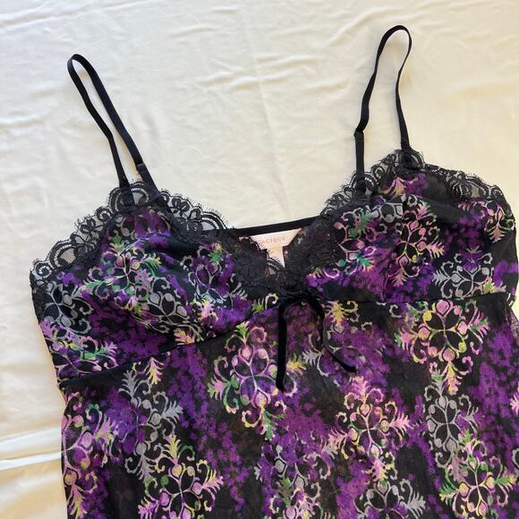 Cacique Black Purple Mesh Mini Dress Lingerie Plus Size 4X Whimsygoth Fairy - Picture 2 of 8